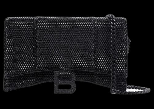Balenciaga Hourglass Hangbag With Rhinestones Black