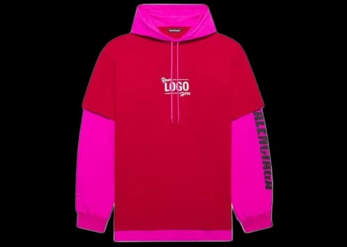 Balenciaga Your Logo Here Hooded T-shirt Raspberry/White
