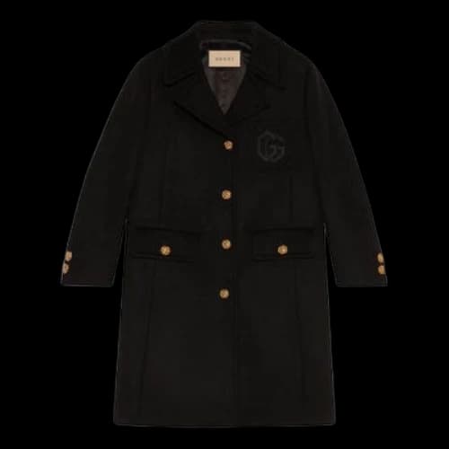 Gucci Double G Embroidery Wool Coat 'Black' (Women's)