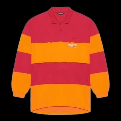 Balenciaga Long Sleeve Cut Up Polo 'Raspberry Fluo Orange'