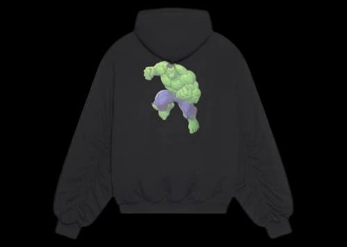 Balenciaga Mens Hulk 2021 MARVEL Padded Bomber Hoodie Black