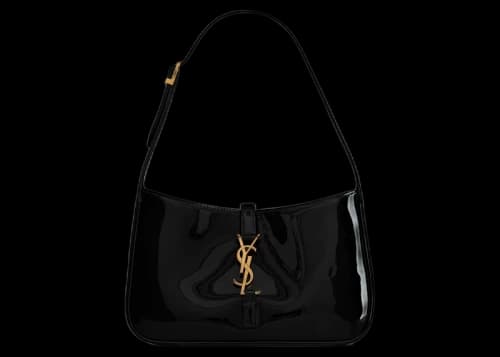 Saint Laurent Le 5 A 7 Hobo Bag In Patent Leather Noir
