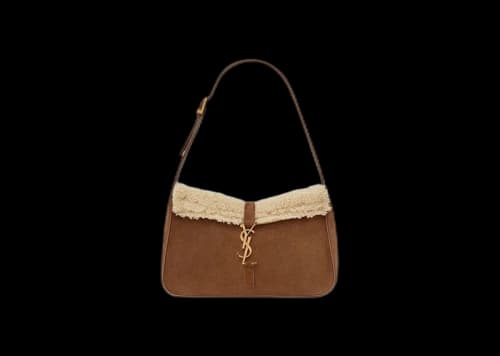 Saint Laurent Le 5 A 7 In Suede And Shearling Brown