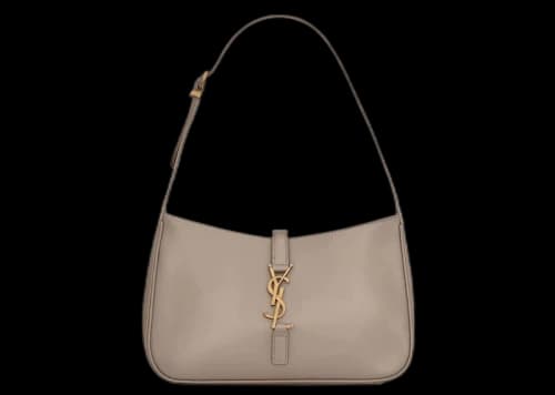 Saint Laurent Le 5 A 7 Hobo Bag in Smooth Leather Greyish Brown