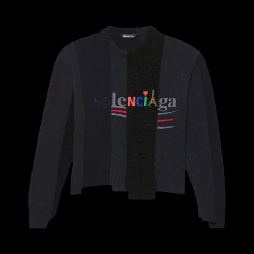 Balenciaga Mixed Crewneck Sweater 'Black/Grey/Blue'