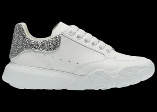 Alexander McQueen Oversized Court Trainer White Silver Glitter (Women's)