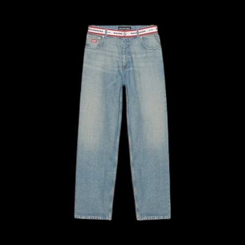 Balenciaga Logo Waistband Denim 'Blue/White'