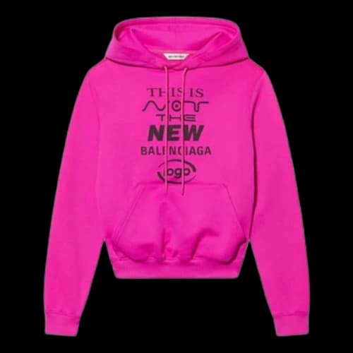 Balenciaga FW21 Micro Mark Logo Drawstring Long Sleeves Hoodie Pink (Women's)