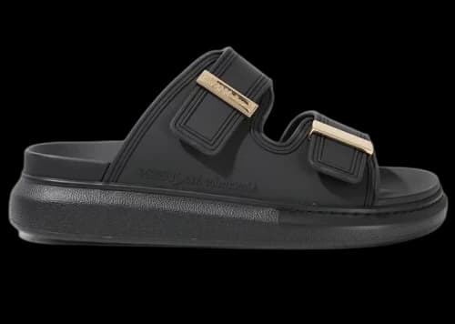 Alexander McQueen Hybrid Buckled Rubber Sandals Black Gold (Women's)