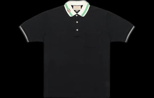 Gucci SS21 Interlock Double G Short Sleeve Black Polo Shirt