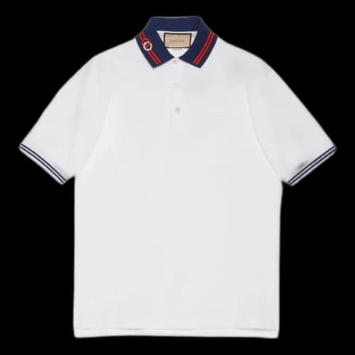Gucci Cotton piquet polo with Interlocking G 'White Blue'