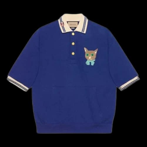 Gucci Jersey Polo Sweatshirt With Gucci Cat 'Blue'