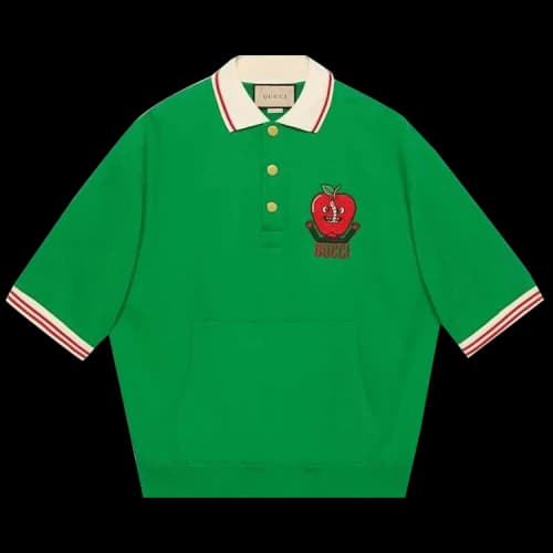 Gucci Embroidered Apple Logo Polo Shirt 'Green'