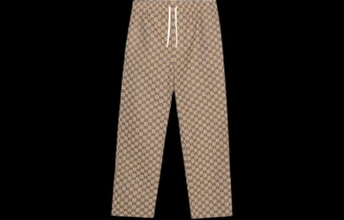 Gucci GG Canvas Pant With Leather Interlocking G 'Beige/Blue'
