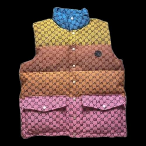 Gucci GG Jacquard Cotton Blend Canvas Down Vest 'Multicolor'