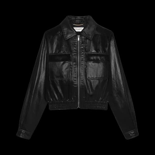 Saint Laurent Satin Bomber Jacket 'Noir'
