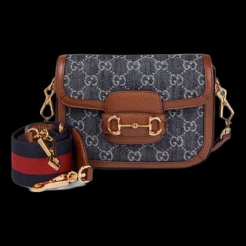 Gucci Horsebit 1955 Retro Shoulder Messenger Bag 'Grey Blue Brown' (Women's)