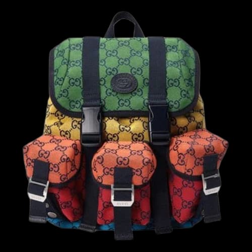 Gucci Unisex Leather GG Old Flower Logo Backpack Small Multicolor