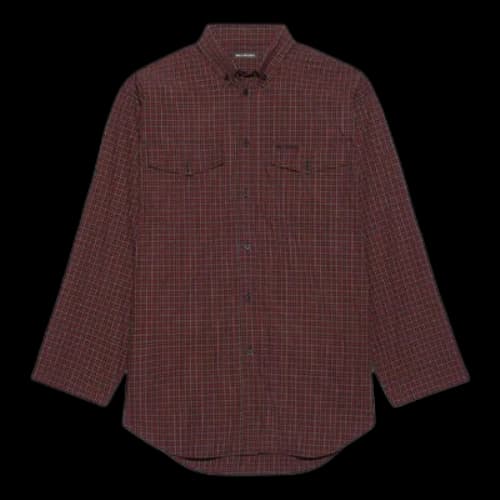 Balenciaga SS21 Oversize Plaid Long-Sleeved Shirt Brown