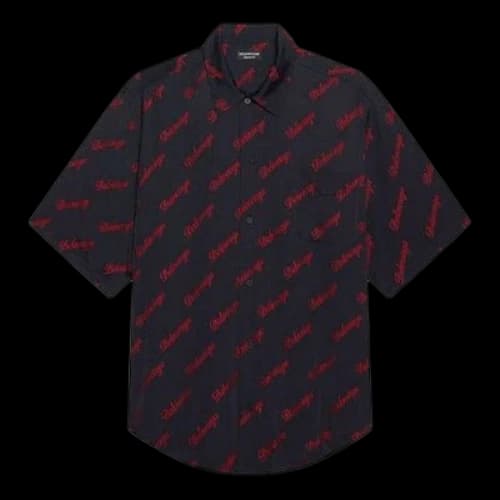 Balenciaga Minimal Short Sleeve Shirt 'Black Red'