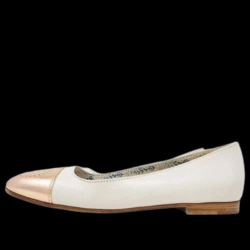 Gucci Interlocking G Logo Leather Ballet Flats 'White Gold' (Women's)