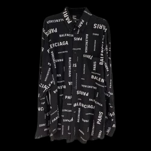 Balenciaga Allover Viscose Long Sleeve Shirt Large Fit 'Black' (Women's)