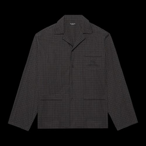 Balenciaga Mirco Tartan Oversized Shirt 'Dark Navy/Khaki'