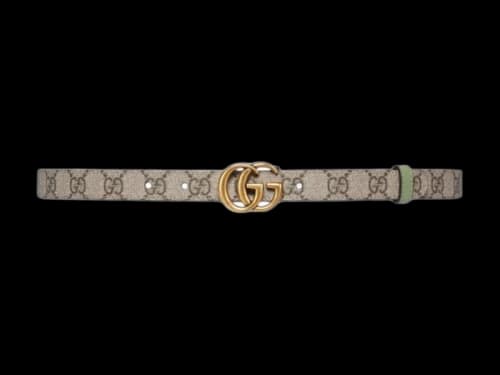 Gucci GG Marmont Reversible Thin Belt Beige/Green