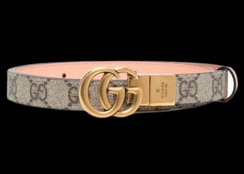 Gucci GG Marmont Reversible Thin Belt Beige/Pink