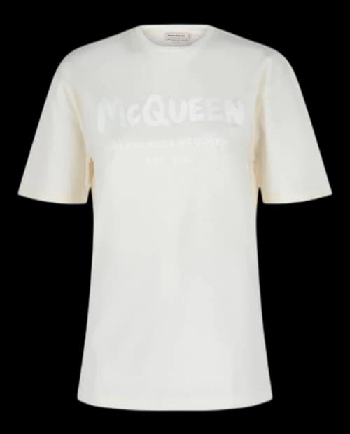 Alexander McQueen Graffiti Logo Cotton T shirt White