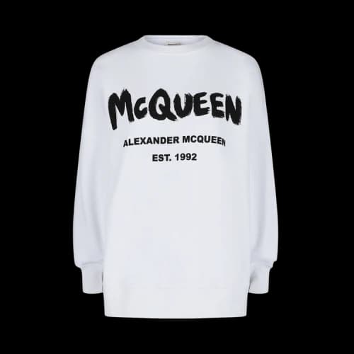 Alexander McQueen Graffiti Logo Sweatshirt White Black