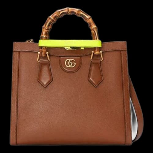 Gucci Diana Series Tote Leather SingleShoulderMessengerHandholdBag SmallSize Brown (Women's)