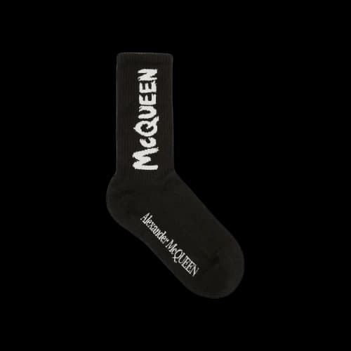 Alexander McQueen Graffiti Socks 'Black/Ivory'