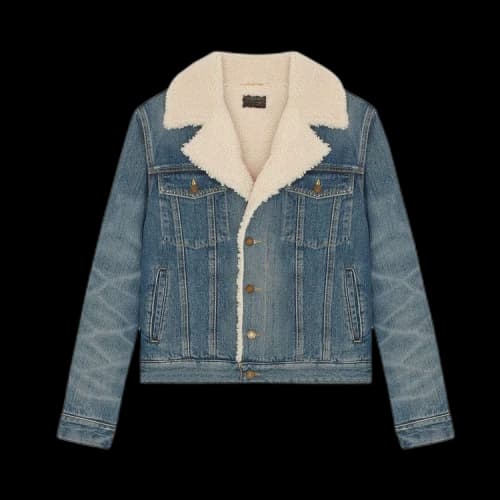 Saint Laurent Classic Denim Shearling Jacket 'Dark Blue'