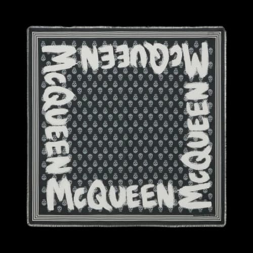 Alexander McQueen Graffti Biker Scarf 'Black/Ivory'