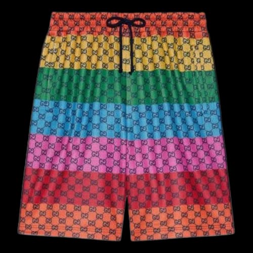 Gucci SS21 Multicolor Double G Alphabet Pattern Lacing Knit Shorts