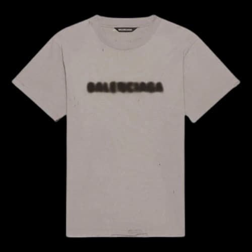 Balenciaga Blurry Logo Hole Retro Classic Short Sleeve Unisex Gray