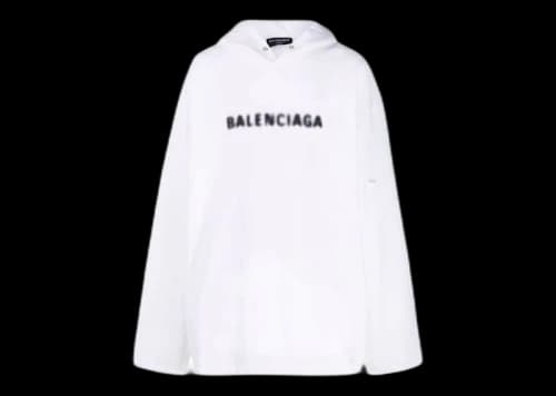 Balenciaga Blurry Logo Print Hoodie White