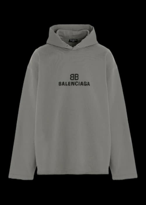 Balenciaga Distressed BB Pixel Hoodie Taupe