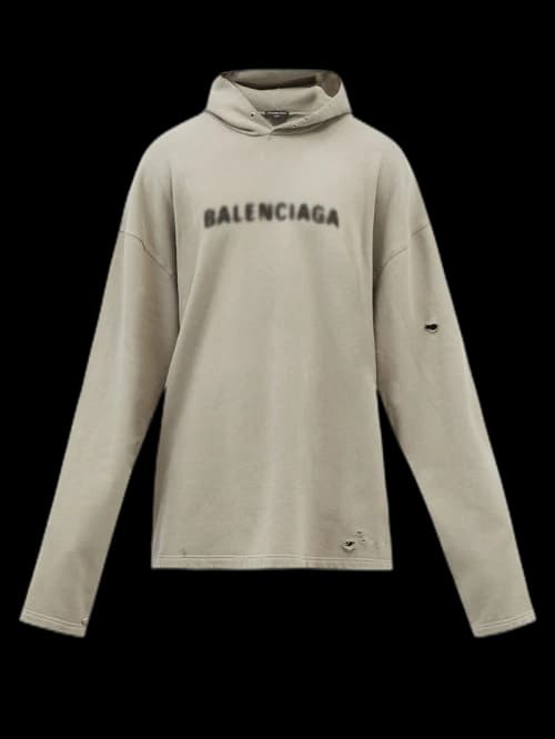 Balenciaga Distressed Blurry Logo Hoodie Grey
