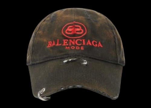 Balenciaga BB Mode Destroyed Piercing Baseball Cap Brown