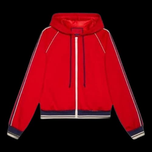 Gucci GG Web Piping Hooded Zip-Up Jacket 'Red'