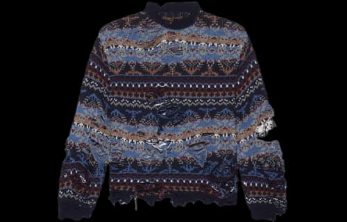 Balenciaga Destroyed Fair Isle Wool-Blend Jumper 'Blue'