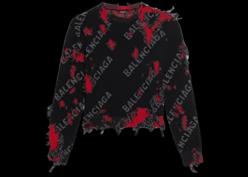 Balenciaga Destroyed Small Crewneck Grey