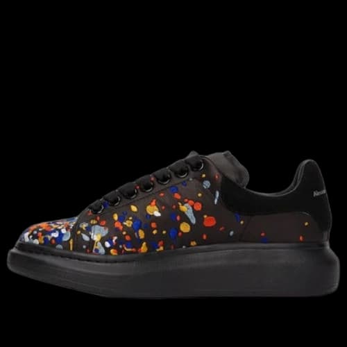 Alexander McQueen Oversized Paint-Embroidery Sneakers 'Black Multicolor'