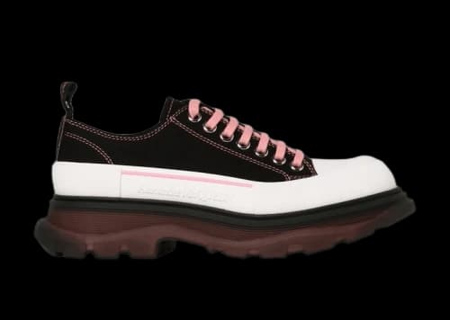 Alexander McQueen Tread Slick Low Lace Up Black Blossom Pink