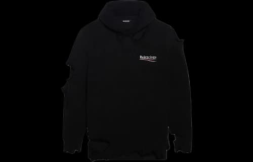 Balenciaga Political Campaign Destroyed Knit Hoodie Black