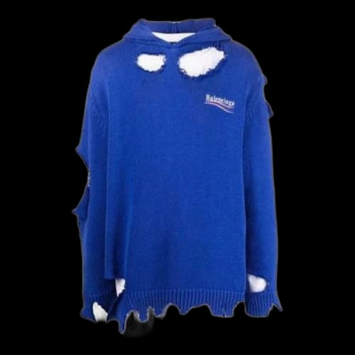 Balenciaga Political Campaign Destroyed Hoodie 'Blue'