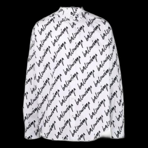 Balenciaga Scribble Logo Short Sleeve Shirt Large Fit 'White'