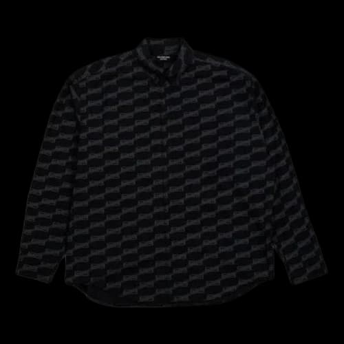 Balenciaga BB Monogram Button-Up Long Sleeve Shirt 'Black'